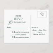 緑の金ゴールド素朴な雪片ウィンターウェディングRSVP インビテーションポストカード (裏面)