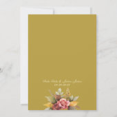 緑の金ゴールド素朴エレガントフローラ結婚白 招待状 (裏面)