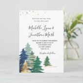 緑の金ゴールド紫の松結婚の木 招待状 (スタンド正面)