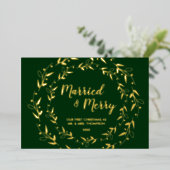 緑の金ゴールド結婚したとメリー初めてのクリスマス写真 箔シーズンカード (立ち正面)