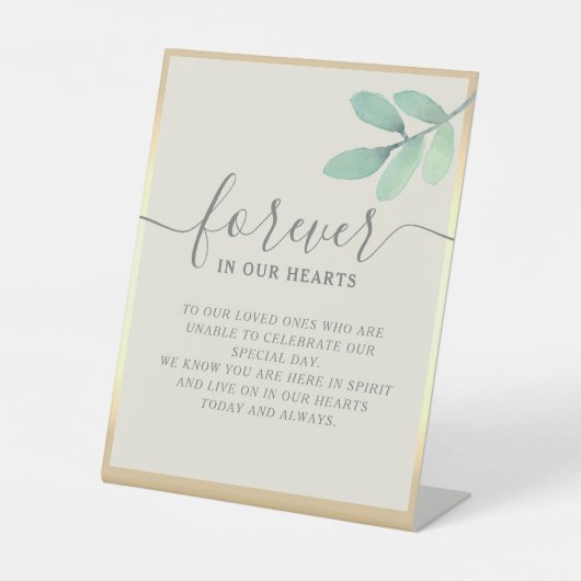 緑の金ゴールド結婚のメモリアル標識 台座サイン (正面)