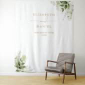 緑の金ゴールド結婚の写真ブース背景 タペストリー (インサイチュ)