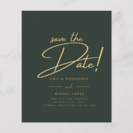 緑の金ゴールド結婚式の日付カードの保存