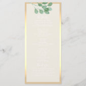緑の金ゴールド結婚式 プログラムカード プログラム (裏面)
