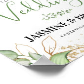緑の金ゴールド結婚歓迎テンプレート ポスター (角)