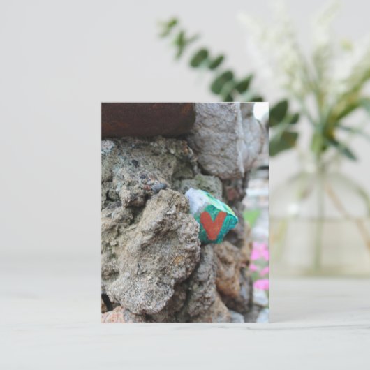 緑の金ゴールド絵を描ハートハートロックオンロックウォール ポストカード (スタンド正面)