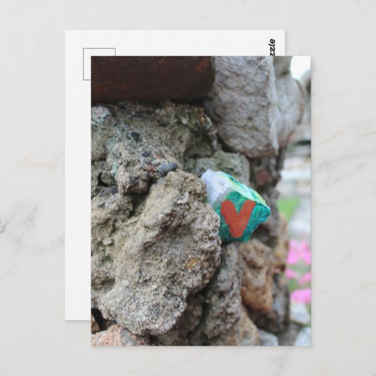 緑の金ゴールド絵を描ハートハートロックオンロックウォール ポストカード (正面/裏面)