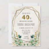 緑の金ゴールド緑の幾何学的な40th誕生日パーティー 招待状 (正面)