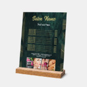 緑の金ゴールド美しいネイルサロン価格表メニュー アクリルサイン (傾斜)