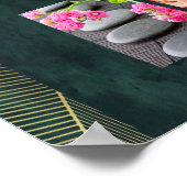 緑の金ゴールド美しいネイルサロン価格表メニュー ポスター (角)