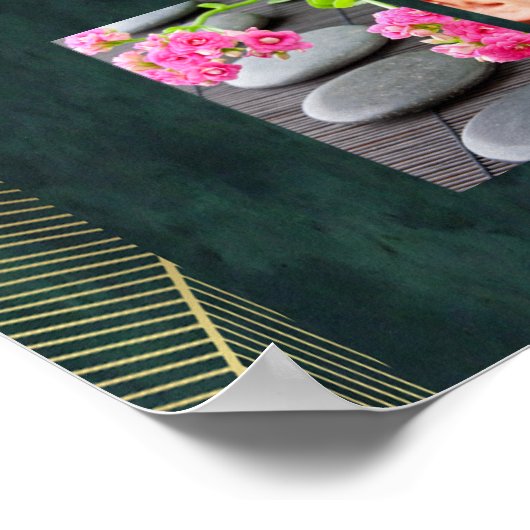 緑の金ゴールド美しいネイルサロン価格表メニュー ポスター (角)