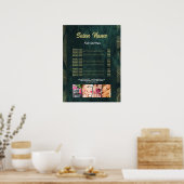 緑の金ゴールド美しいネイルサロン価格表メニュー ポスター (キッチン)