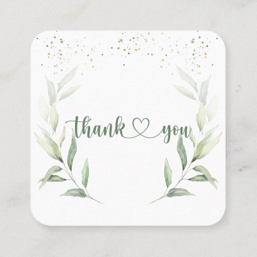 緑の金ゴールド群紙吹雪ありがとう スクエア名刺 (裏面)