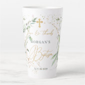 緑の金ゴールド群、十字型、紙吹雪洗礼  カフェラテマグ (正面)