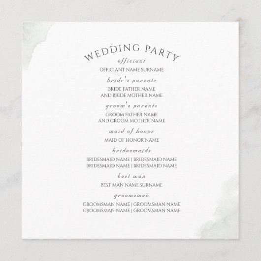 緑の金ゴールド葉エレガントウェディングプログラム プログラム (裏面)