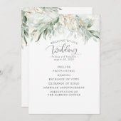 緑の金ゴールド葉エレガントウェディングプログラム プログラム (正面/裏面)