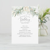 緑の金ゴールド葉エレガントウェディングプログラム プログラム (スタンド正面)