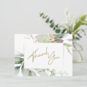 緑の金ゴールド葉ユーカリありがとう サンキューカード (スタンド正面)