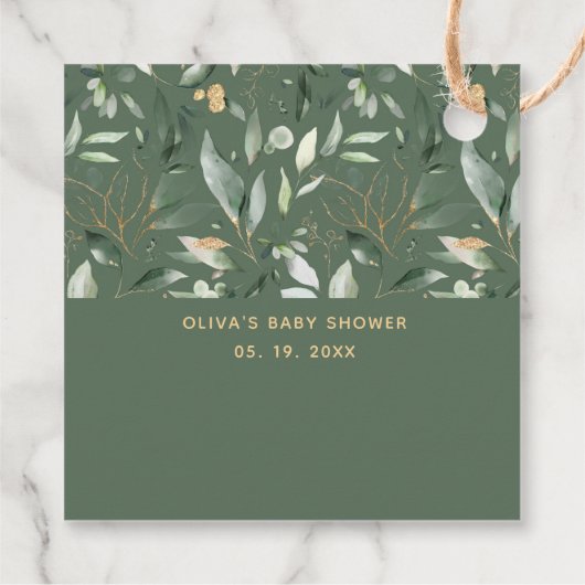 緑の金ゴールド葉ユーカリありがとう フェイバータグ (裏面)