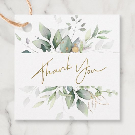 緑の金ゴールド葉ユーカリありがとう フェイバータグ (正面)