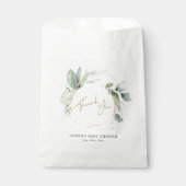 緑の金ゴールド葉ユーカリの赤ちゃんシャワー フェイバーバッグ (正面)