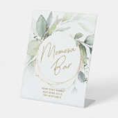 緑の金ゴールド葉ユーカリプトゥスモモモザバーテーブル 台座サイン (正面)