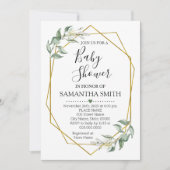 緑の金ゴールド赤ちゃんシャワーミニマリストになるママ 招待状 (正面)