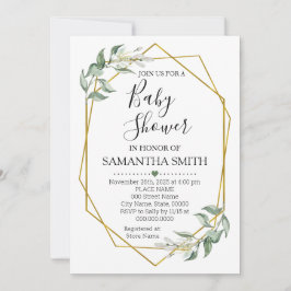 緑の金ゴールド赤ちゃんシャワーミニマリストになるママ 招待状