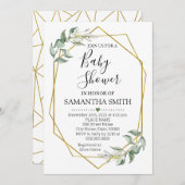 緑の金ゴールド赤ちゃんシャワーミニマリストになるママ 招待状 (正面/裏面)