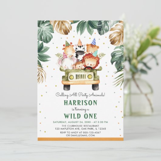 緑の金ゴールド野生の1匹のサファリ動物が1日 招待状 (スタンド正面)