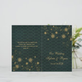 緑の金ゴールド雪の結婚式のプログラムを折り畳んだ (スタンド正面)