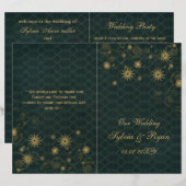 緑の金ゴールド雪の結婚式のプログラムを折り畳んだ (正面/裏面)