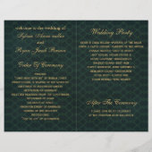 緑の金ゴールド雪の結婚式のプログラムを折り畳んだ (裏面)