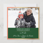 緑の金ゴールド雪クリスマスオーナメント2写真 シーズンカード (裏面)