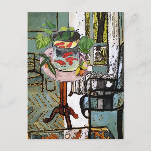 緑の金ゴールド魚の窓 ポストカード (正面)