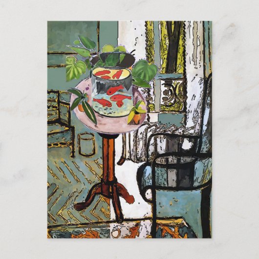 緑の金ゴールド魚の窓 ポストカード (正面)