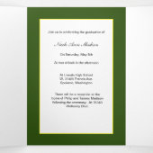 緑の金ゴールド黄色写真の卒業発表(&D) 三つ折り案内状 (内部中)