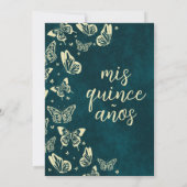 緑の金ゴールド15誕生日ティアラバタフライミンス 招待状 (裏面)