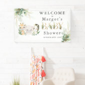 緑の金ゴールド·サファリ·アニマル·ドライブバイ·ベイビー·シャワー 横断幕 (インサイチュ)