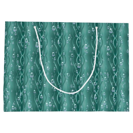 緑の金属の雨滴 ラージペーパーバッグ (裏面)