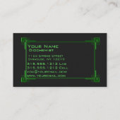 緑の金属レトロのボーダー名刺を滑らかにして下さい 名刺 (裏面)