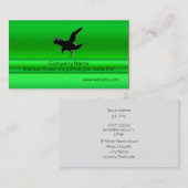 緑の金属一見の効果の飛んでいるで黒いワタリガラス 名刺 (正面/裏面)