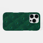 緑の金属上の水滴 iPhoneケース (裏面横)