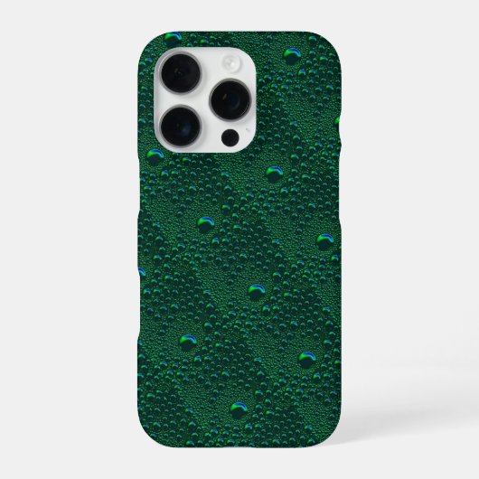 緑の金属上の水滴 iPhoneケース (裏面)