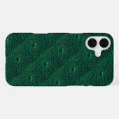 緑の金属上の水滴 iPhoneケース (裏面横)