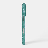 緑の金属上の雨滴 iPhoneケース (右側面)