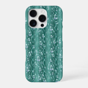 緑の金属上の雨滴 iPhone 16 PROケース