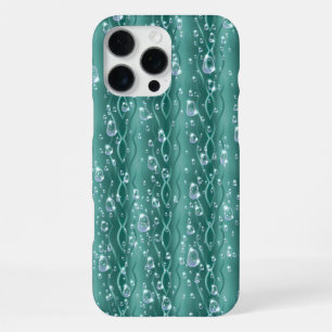 緑の金属上の雨滴 iPhone 16 PRO MAXケース