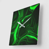 緑の金属、深い暗い曲線または起伏 スクエア壁時計 (傾斜)