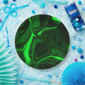 緑の金属、深い暗い曲線または起伏 ペーパープレート (パーティー)